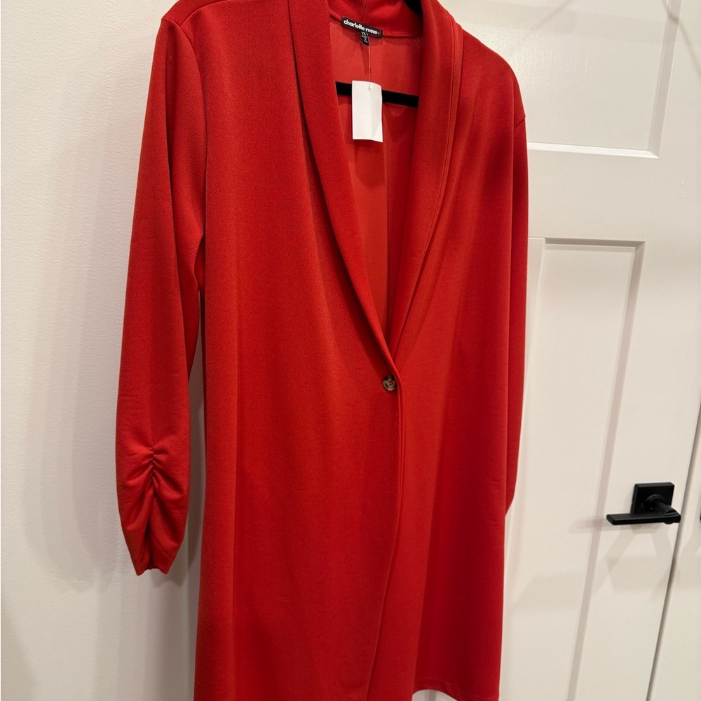 Red Long Sleeve Blazer Dress
